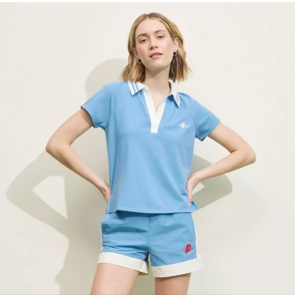 Prince Cropped Blue Polo Top